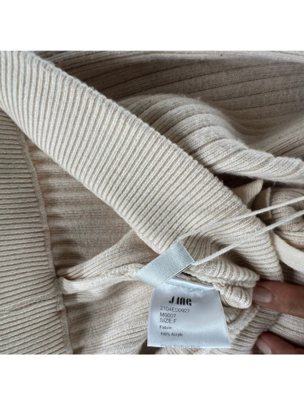 J.ING Ribbed Knit Wide Leg Lounge Pants Women One Size Stretch Drawstring Beige - Picture 9 of 12